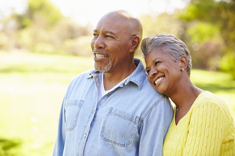 Couple smiling