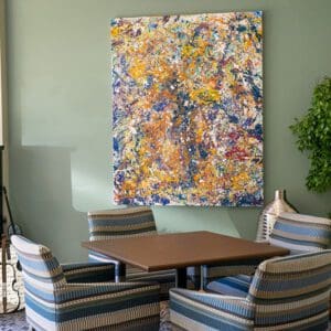Beautiful painting behind sitting area