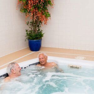 Two friends enjoying the spa at Mary Schwartz